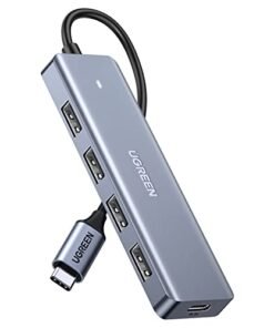 UGREEN USB集線器。 4埠A型超薄USB 3.0滑鼠擴展器。 鍵盤。 閃存驅動器。 U盤。 打印機與筆記型電腦相容。 臺式電腦Xbox。 PS5。 汽車系統。 及更多（15cm）