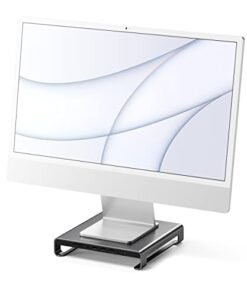 Satechi Type-C鋁制顯示器支架集線器，帶USB-C數據。 USB 3.0。 Micro/ SD卡插槽和3.5mm耳機插孔-適用於iMac M1。 iMac。 iMac Pro（太空灰）