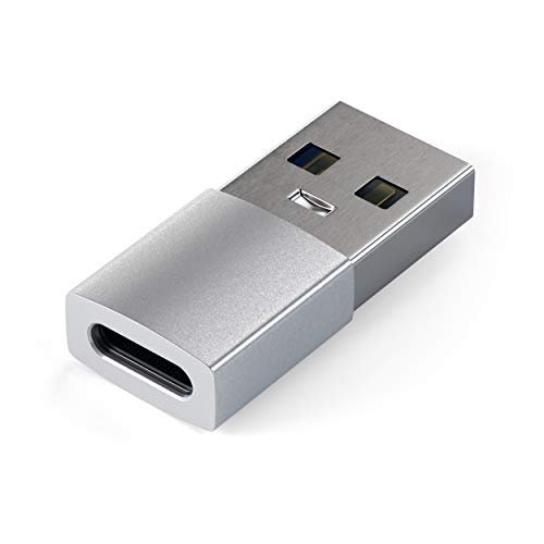 Satechi Type-A到Type-C轉接器轉換器-USB-A公頭到USB-C母頭-與iMac相容。 MacBook Pro/MacBook。 筆記型電腦。 PC電腦及其他(銀色)