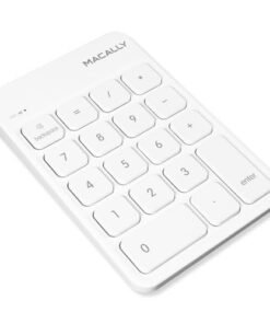 Macally筆記型電腦藍牙數位鍵盤。 蘋果 雨衣。 iMac。 MacBook Pro/Air。 Ipad。 Windows PC。平板電腦。 或臺式電腦-可充電18鍵無線數位鍵盤-白色藍牙10鍵數位鍵盤