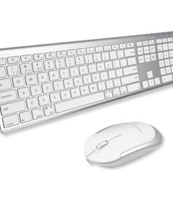 適用於Mac的Macally高級藍牙鍵盤和滑鼠|適用於MacBook Pro/Air和iMac的相容無線蘋果鍵盤和滑鼠組合（110鍵多設備可充電）