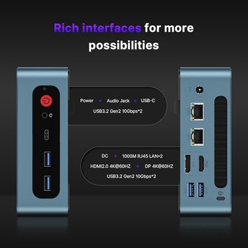 BOSGAME Mini PC Intel Core i5 12450H(8C/12T, up 4.4GHz), 16GB DDR4 RAM 512GB PCIe SSD, Mini Desktop Computer Dual LAN,USB3.2,WiFi6E,4K Triple Display:圖片 4