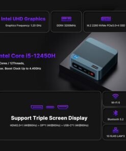 Alternative view of BOSGAME Mini PC Intel Core i5 12450H(8C/12T, up 4.4GHz), 16GB DDR4 RAM 512GB PCIe SSD, Mini Desktop Computer Dual LAN,USB3.2,WiFi6E,4K Triple Display