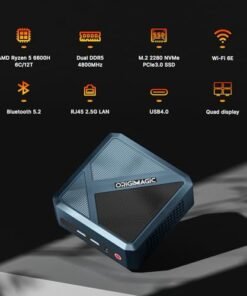 Alternative view of 迷你PC ORIGMAGIC N2 AMD Ryzen 5 6600H（6C/12T。最大4.5GHZ）。 小型電腦32GB DDR5 4800Mhz RAM 512GB M.2 NVMe SSD。 支持4K四屏/WiFi 6E/BT5.2/2500M局域網雙USB 4（40Gbps/PD3.0/8K60Hz）