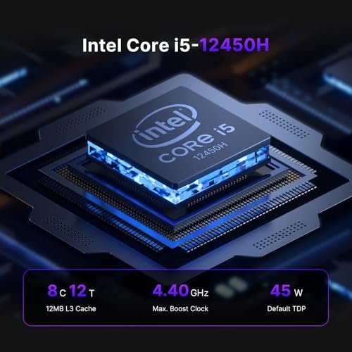 BOSGAME Mini PC Intel Core i5 12450H(8C/12T, up 4.4GHz), 16GB DDR4 RAM 512GB PCIe SSD, Mini Desktop Computer Dual LAN,USB3.2,WiFi6E,4K Triple Display:圖片 5