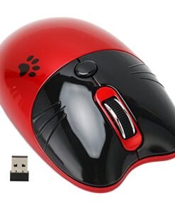 Alternative view of KIMISS可愛的猫無線滑鼠。 BT5.1或2.4 GHz靜音點擊可擕式電子產品電腦配件電腦配件周邊設備鍵盤。 滑鼠DPI移動光學雙模（紅色）
