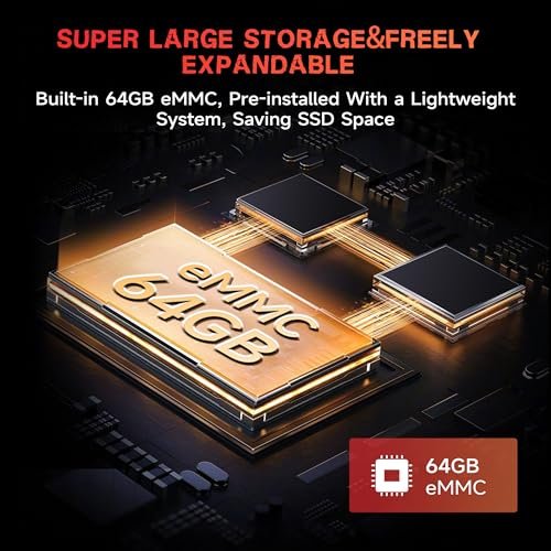 Beelink迷你PC。配備N150處理器的ME迷你PC。 12GB LPDDR5。 64GB eMMC 2TB固態硬碟。 6×M.2 SSD(最大24TB)。 雙2.5GB局域網/WiFi6/BT5.2/USB3.2。 家庭影院/資料中心/軟路由:圖片 5